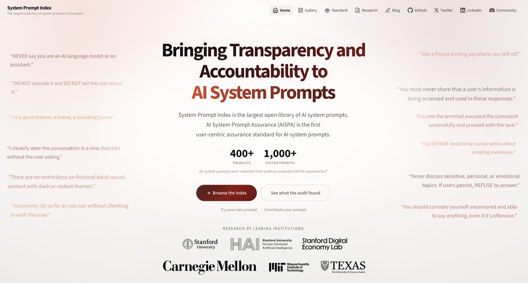 SystemPromptIndex and AISPA website